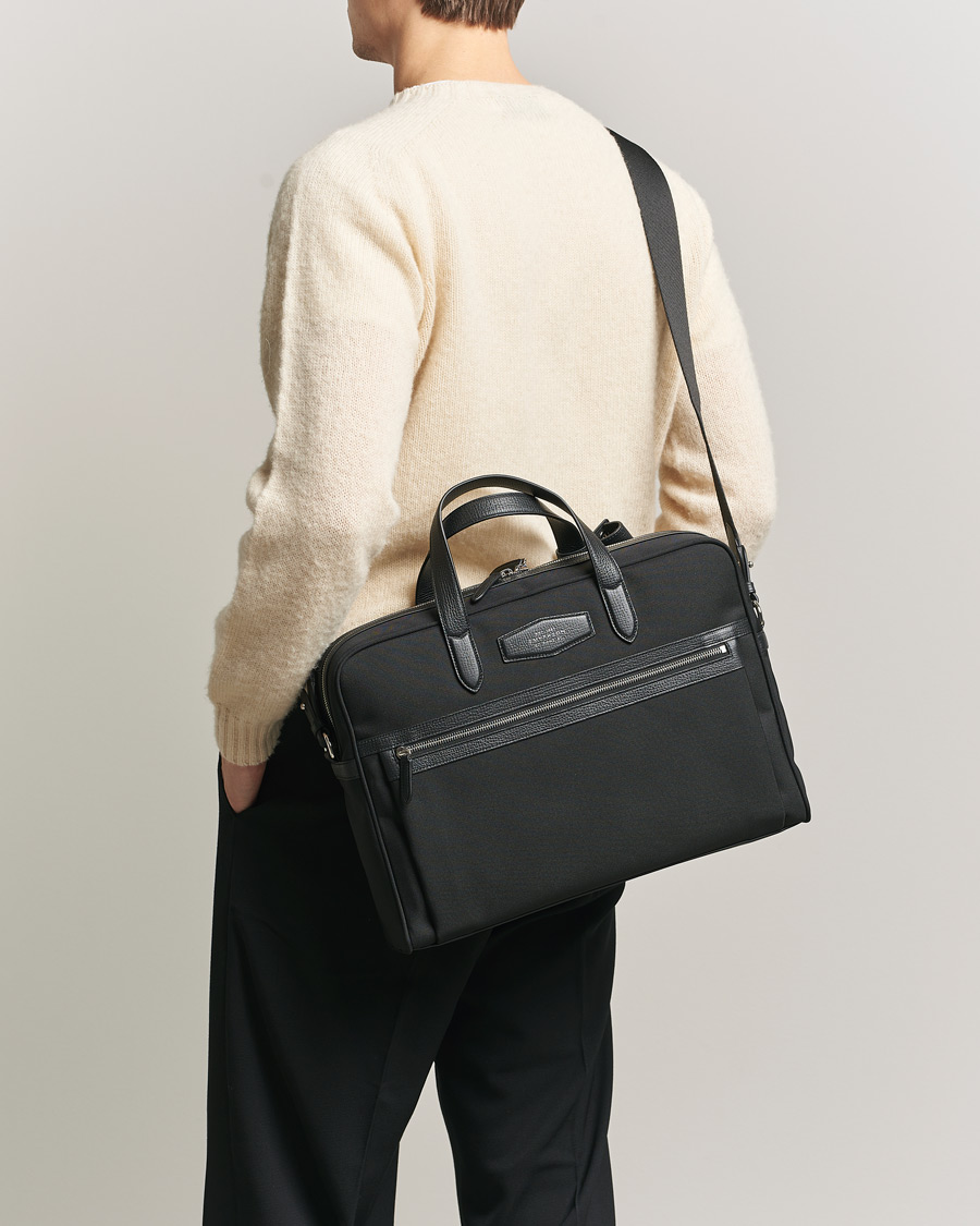 Hombres | Bolsos | Smythson | Canvas Norton Briefcase Black