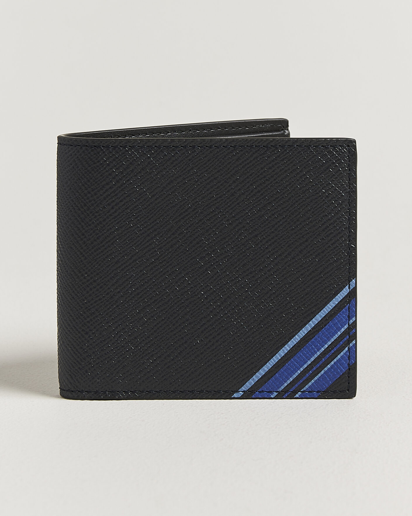 Hombres | Billeteras | Smythson | Panama 6 Card Leather Wallet Stripe Navy