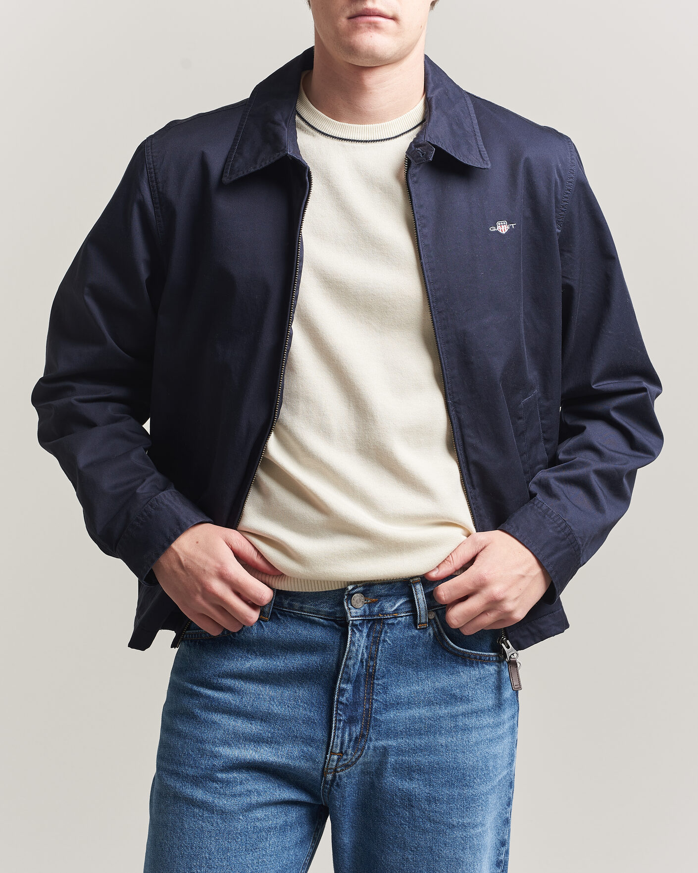 Hombres | Abrigos y chaquetas | GANT | Cotton Windcheater Jacket Evening Blue