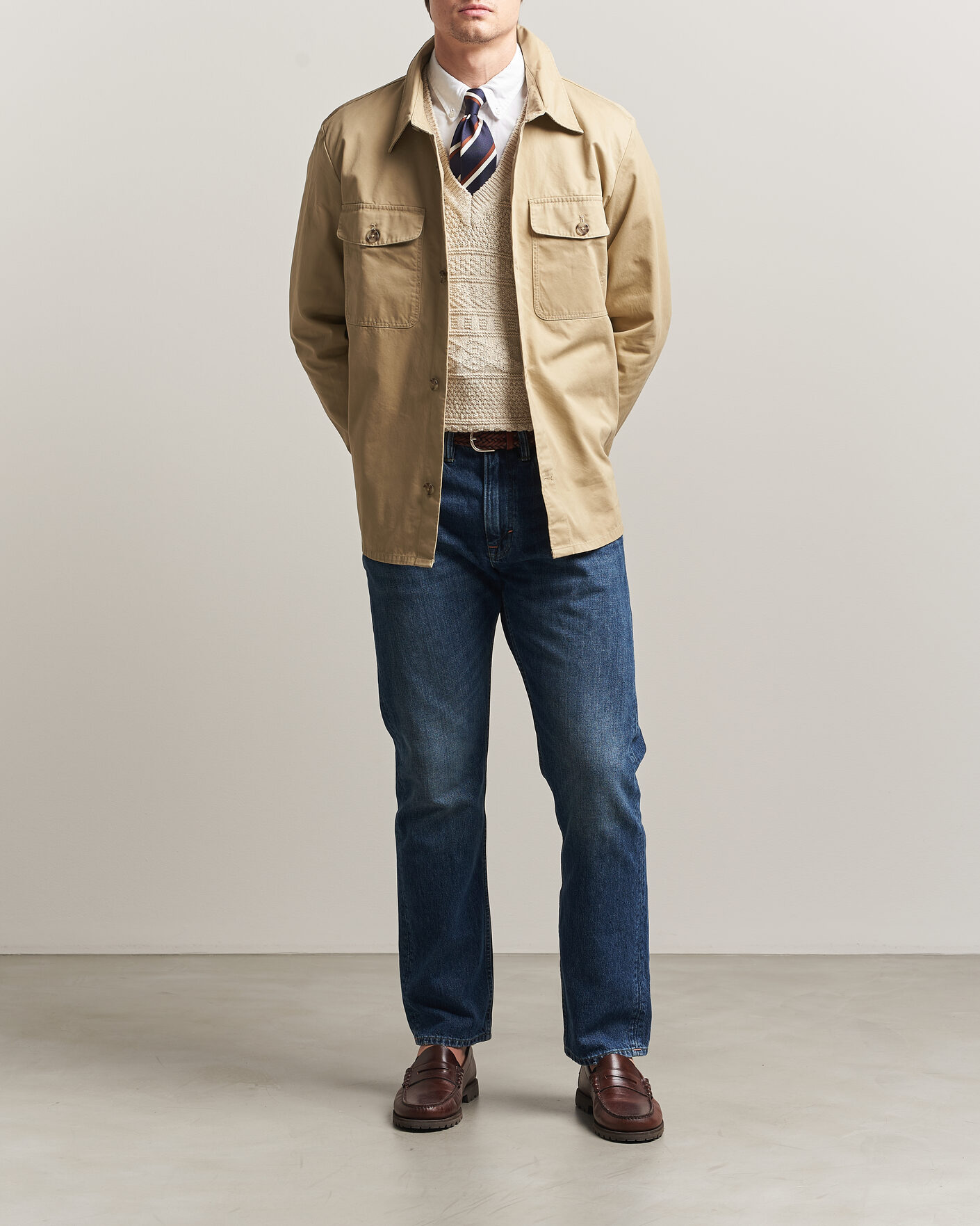 Hombres | Camisas | Gant | Regular Fit Cotton Twill Overshirt Woody Beige
