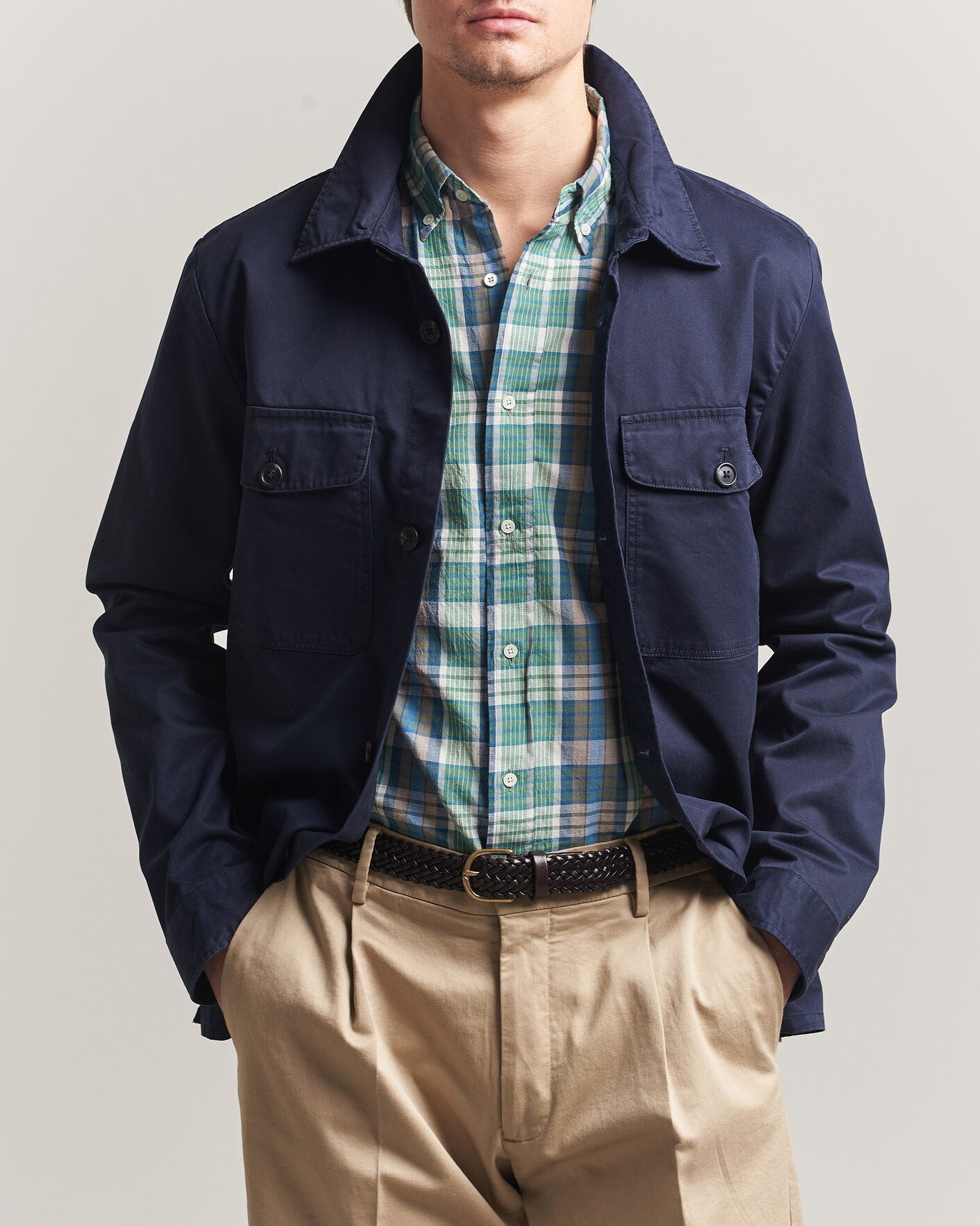 Hombres | Camisas | Gant | Regular Fit Cotton Twill Overshirt Evening Blue