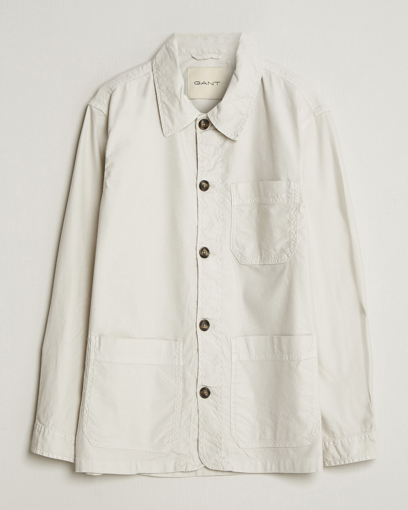 Hombres | Camisas | GANT | Regular Fit Cotton/Linen Overshirt Sand