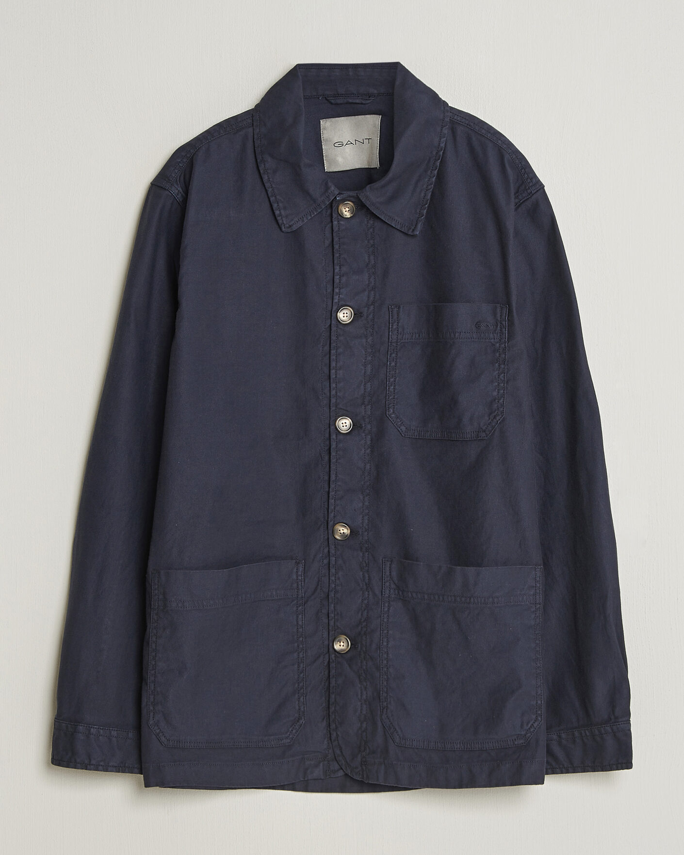 Hombres | Camisas | Gant | Regular Fit Cotton/Linen Overshirt Evening Blue