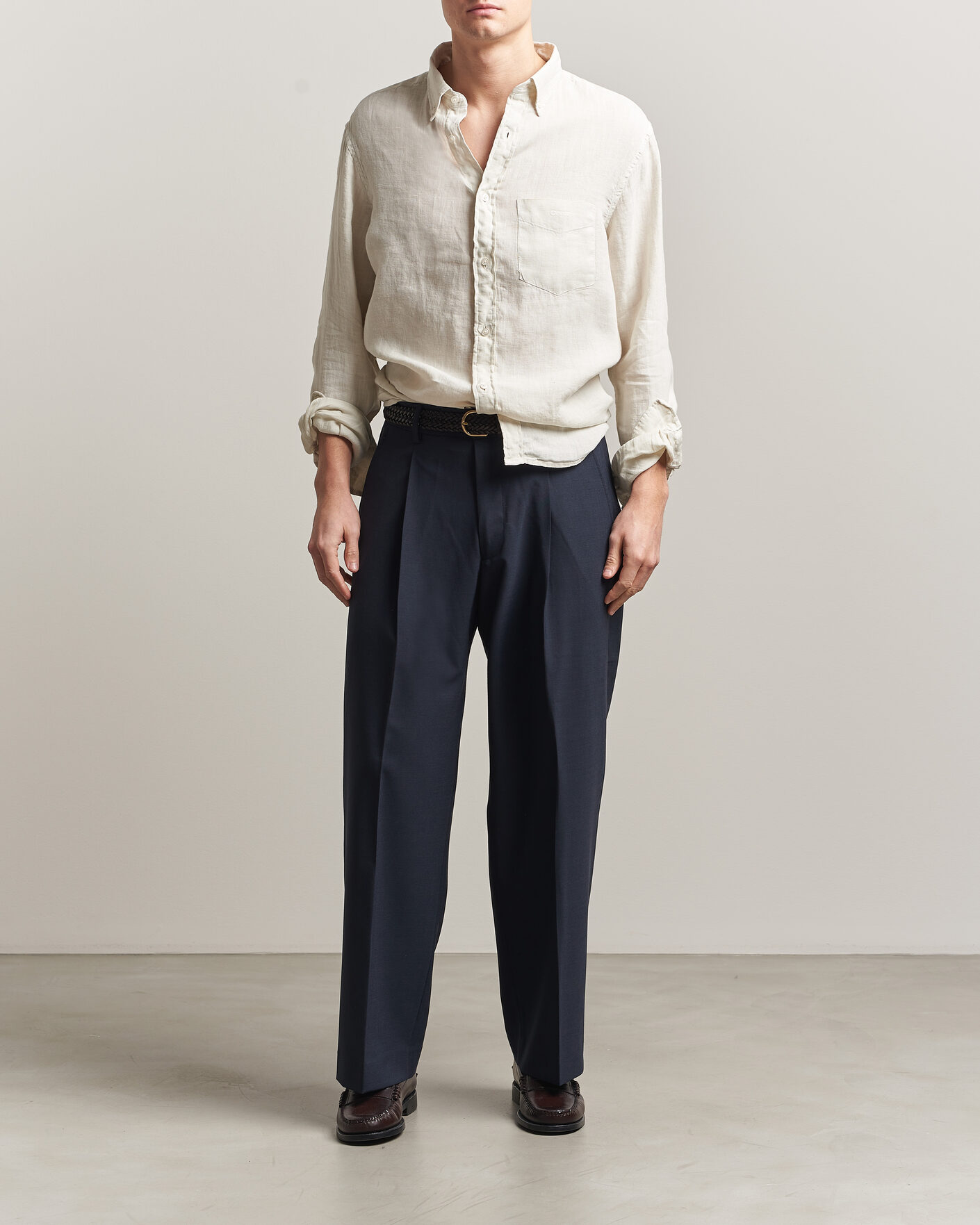 Hombres | Camisas | Gant | Regular Fit Garment Dyed Linen Shirt Sand