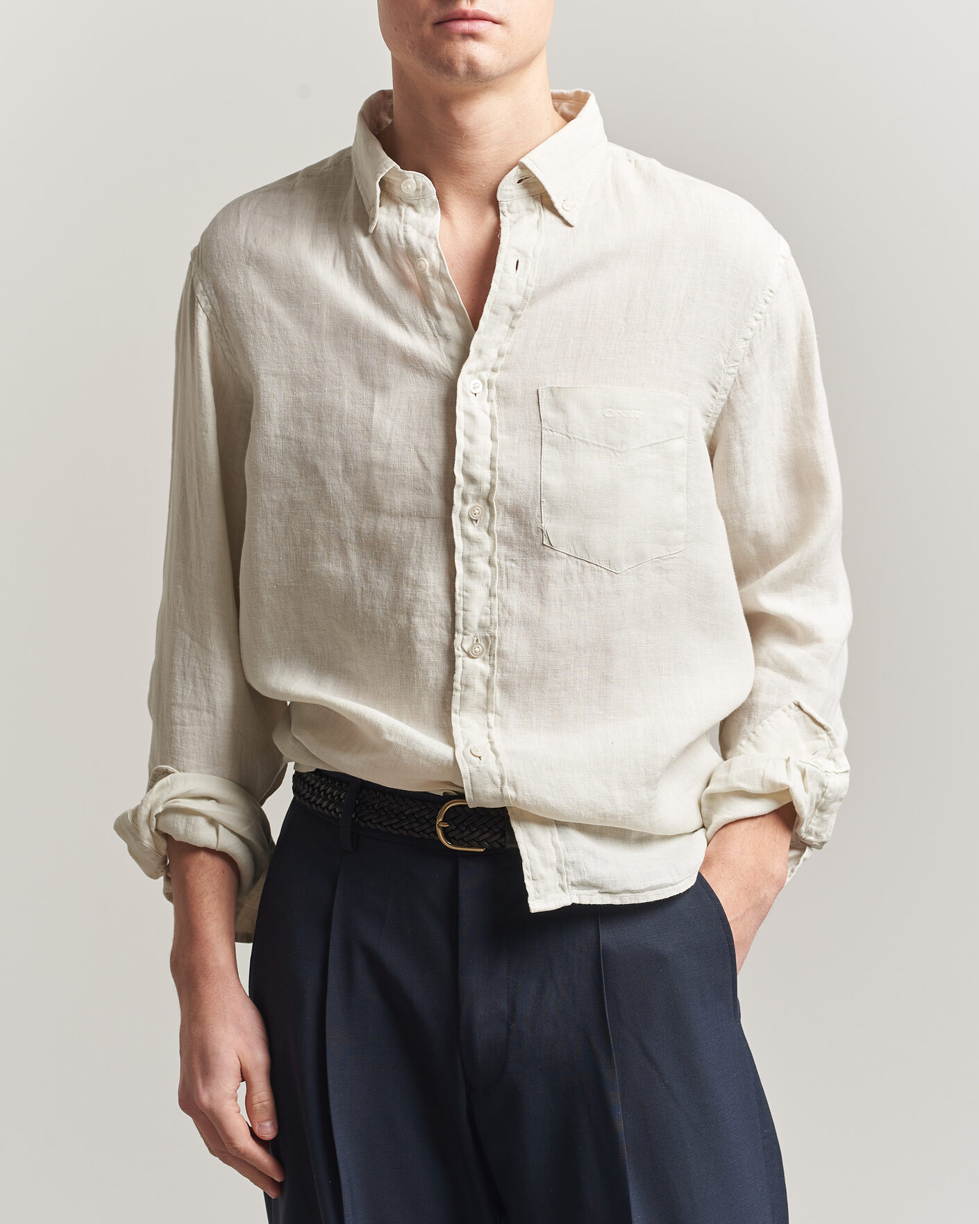 Hombres | Camisas | Gant | Regular Fit Garment Dyed Linen Shirt Sand