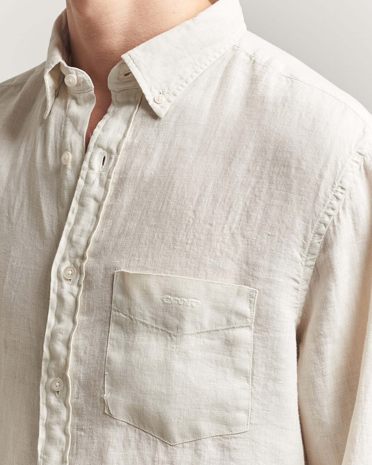 Hombres | Camisas | Gant | Regular Fit Garment Dyed Linen Shirt Sand