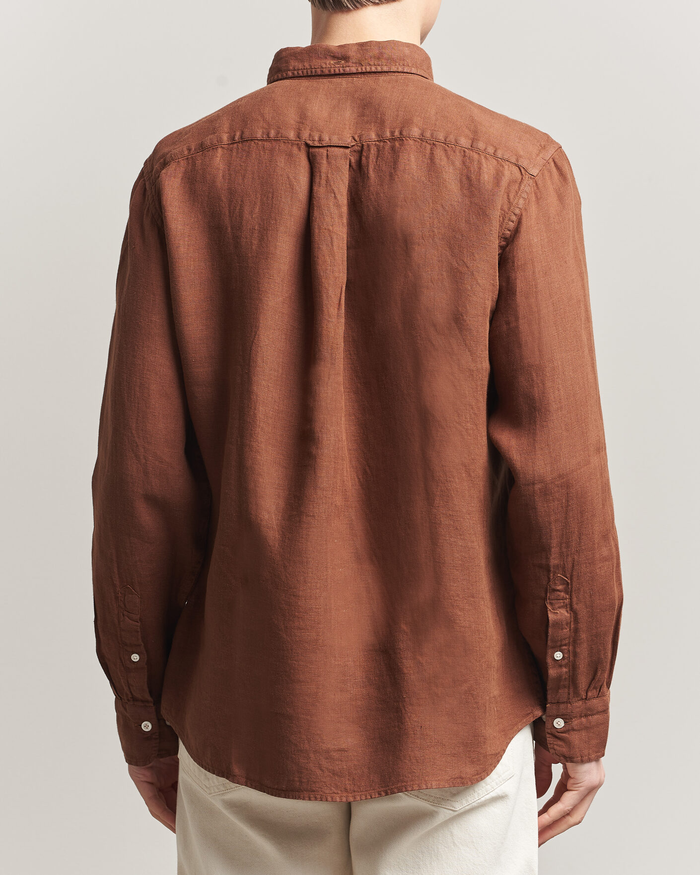 Hombres | Camisas | Gant | Regular Fit Garment Dyed Linen Shirt Mahogany Brown