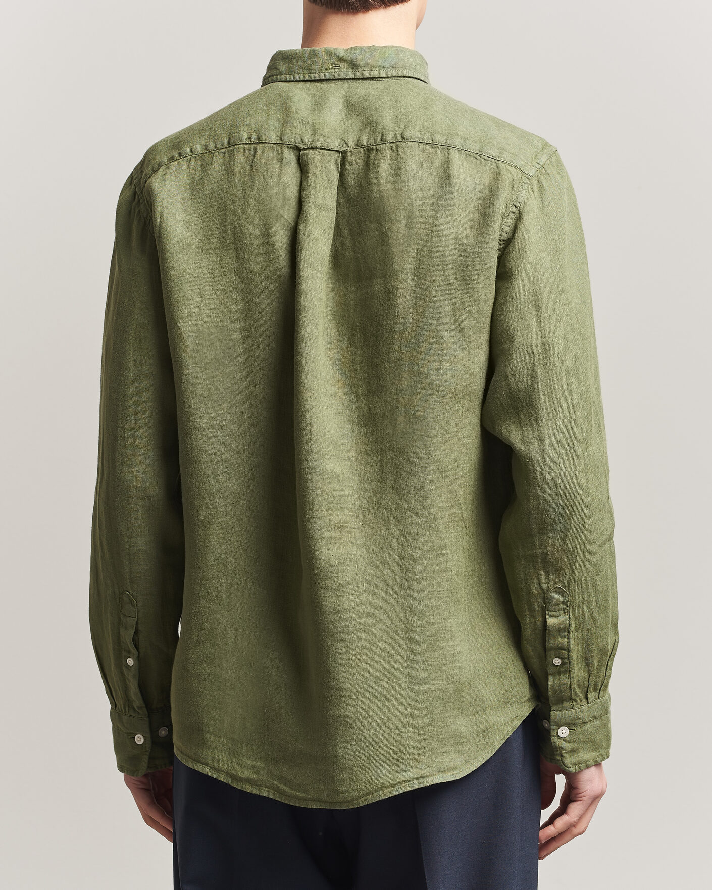 Hombres | Camisas | Gant | Regular Fit Garment Dyed Linen Shirt Dry Herb Green