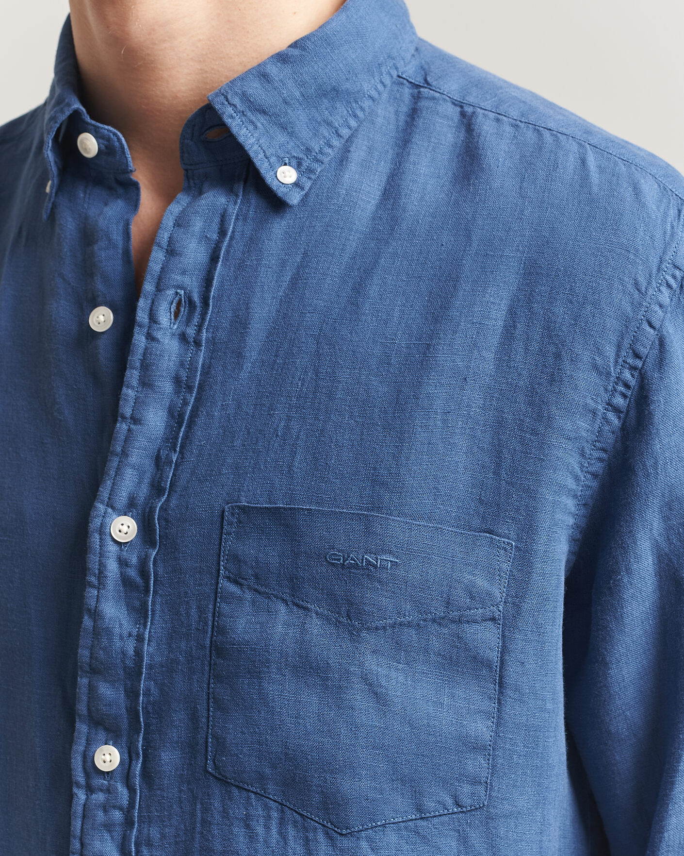 Hombres | Camisas | Gant | Regular Fit Garment Dyed Linen Shirt Vintage Blue