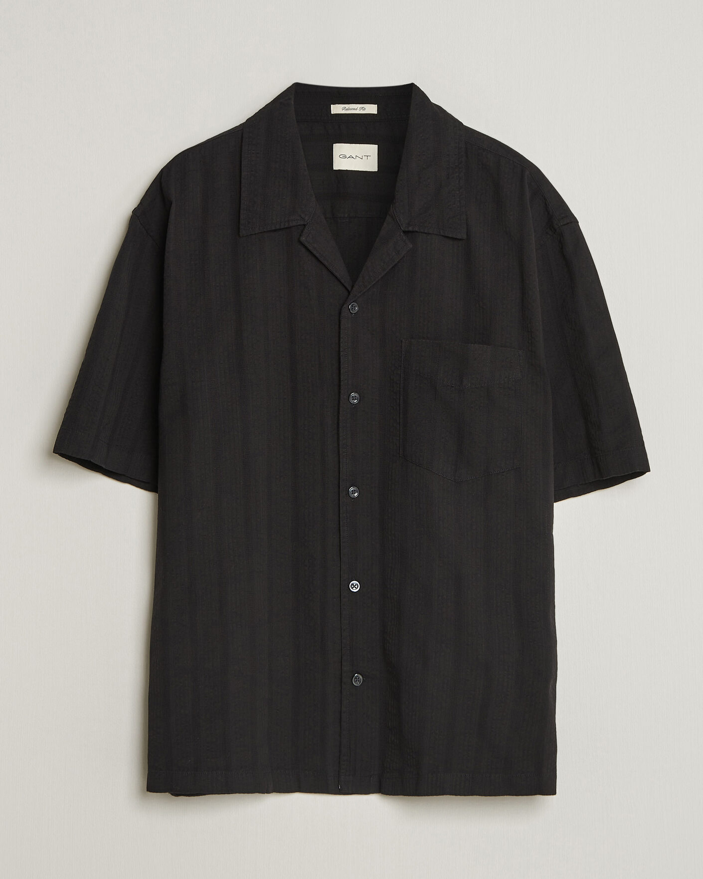 Hombres | Camisas | Gant | Relaxed Fit Dobby Striped Camp Shirt Black