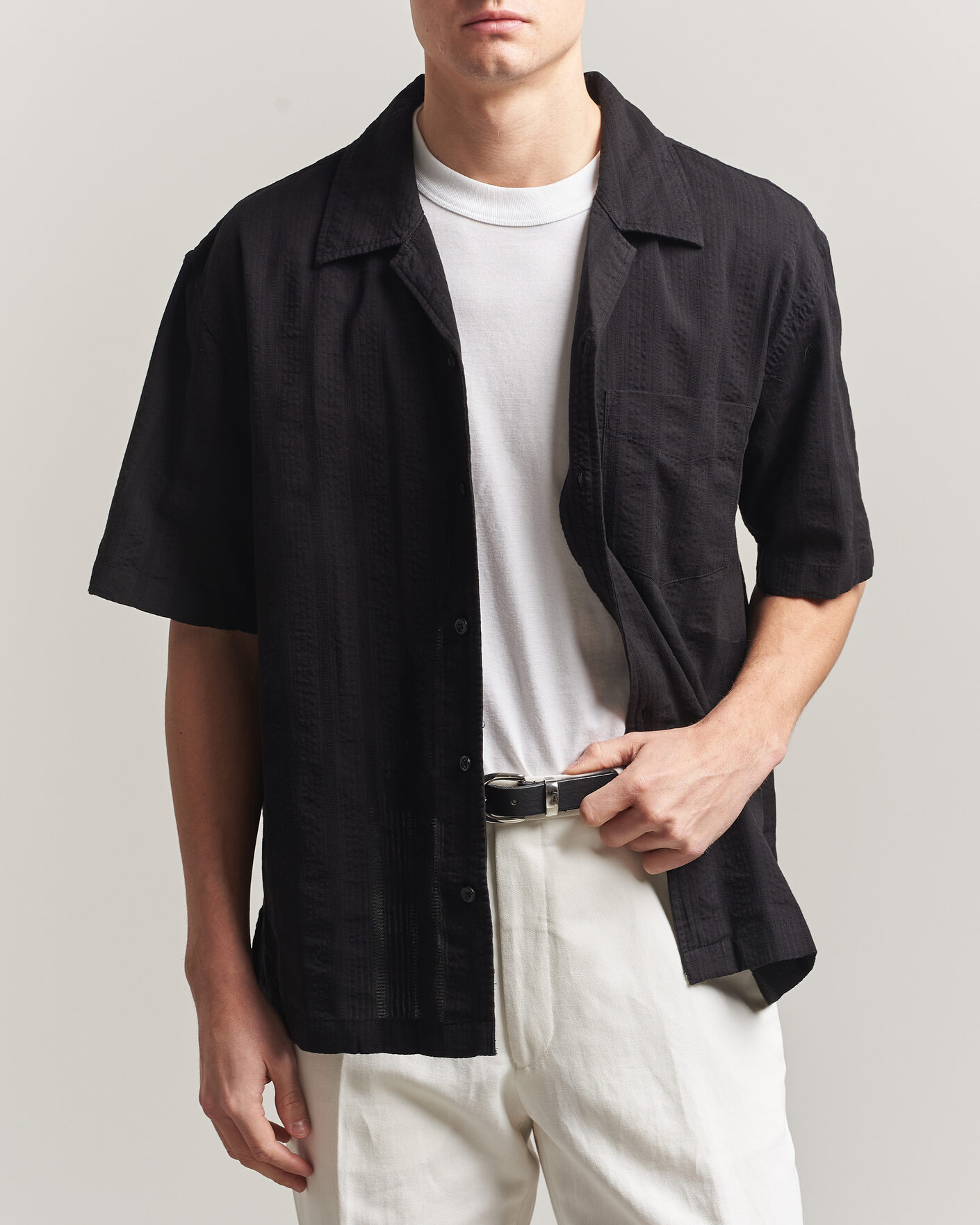 Hombres | Camisas | Gant | Relaxed Fit Dobby Striped Camp Shirt Black