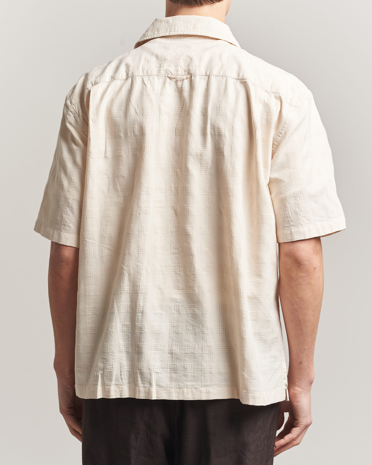 Hombres | Camisas | Gant | Relaxed Fit Textured Checked Camp Shirt Creamed White