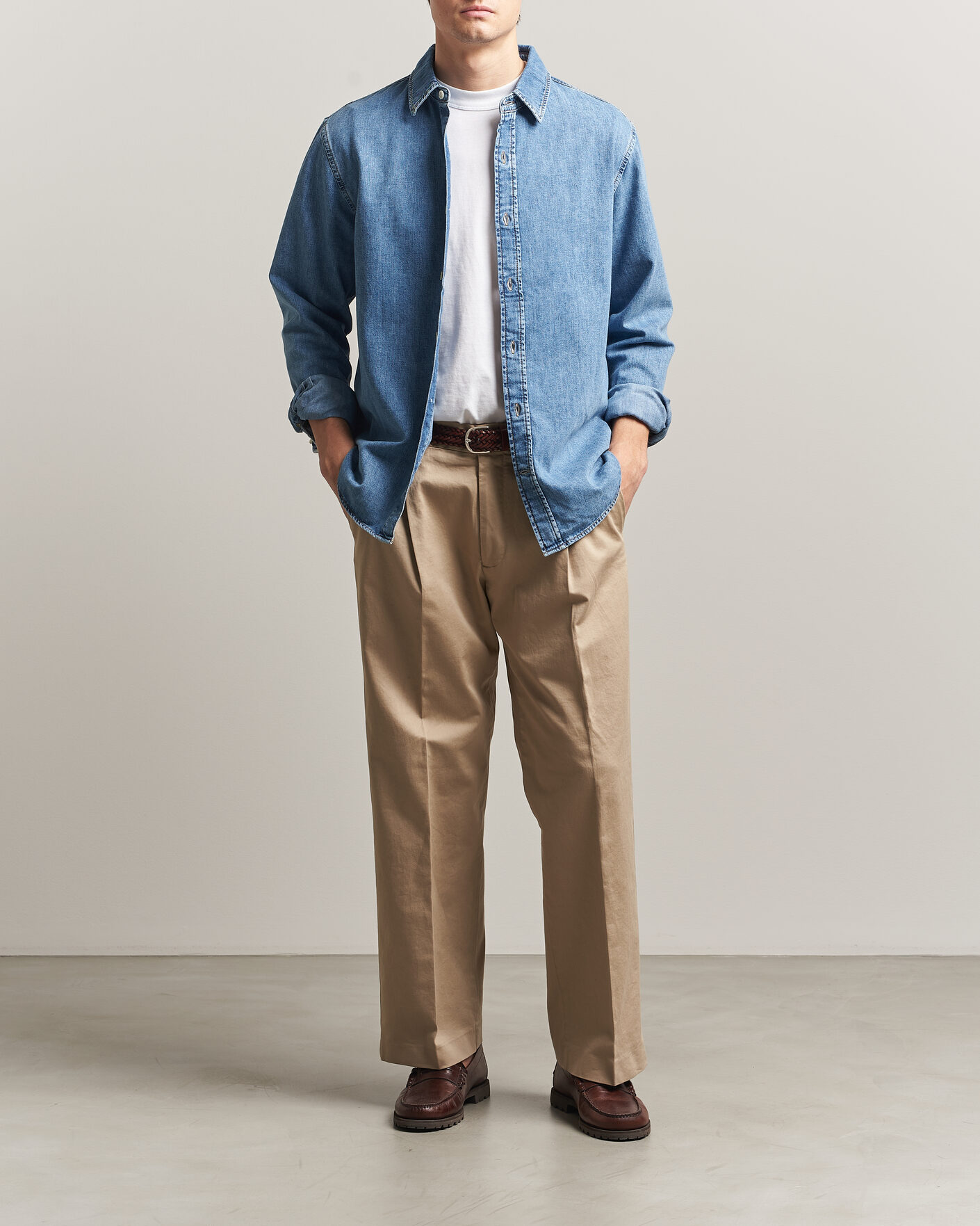 Hombres | Camisas | GANT | Regular Fit Denim Shirt Semi Light Blue Worn In
