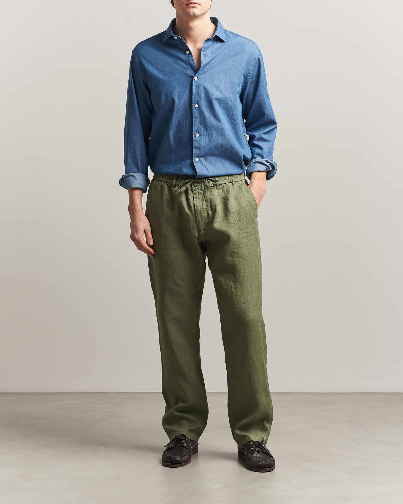 Hombres | Camisas | Gant | Regular Fit Indigo Twill Shirt Semi Light Blue