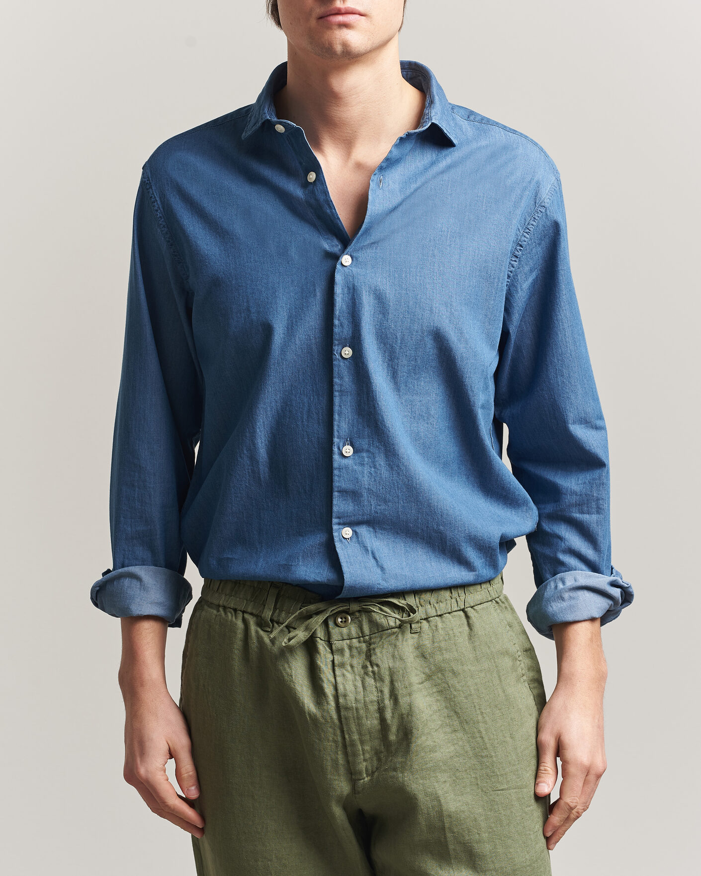 Hombres | Camisas | Gant | Regular Fit Indigo Twill Shirt Semi Light Blue