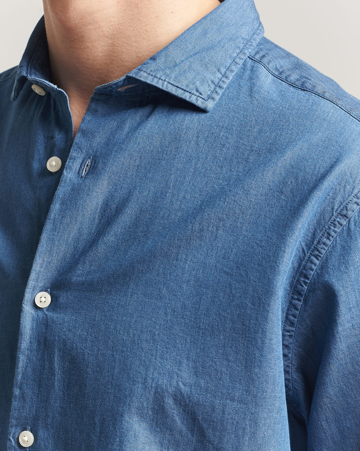 Hombres | Camisas | GANT | Regular Fit Indigo Twill Shirt Semi Light Blue