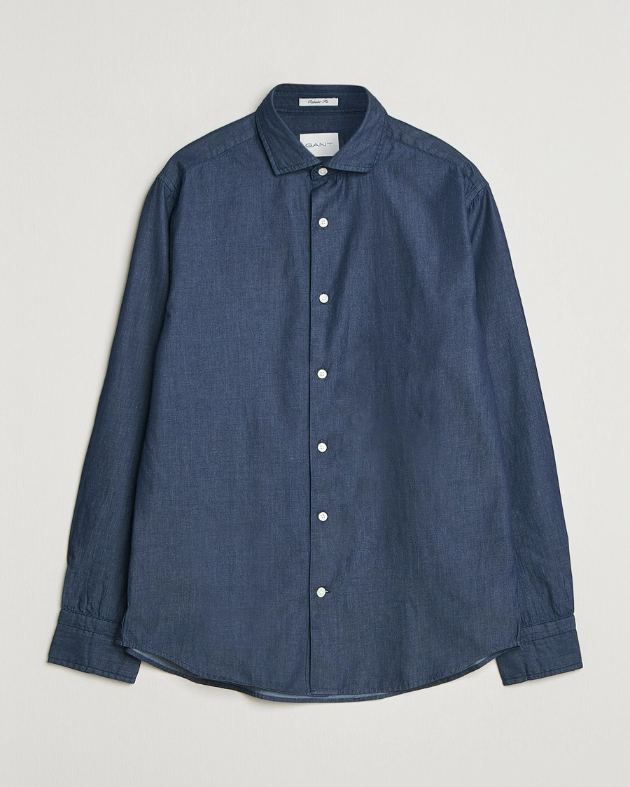 Hombres | Camisas | GANT | Regular Fit Indigo Twill Shirt Dark Indigo