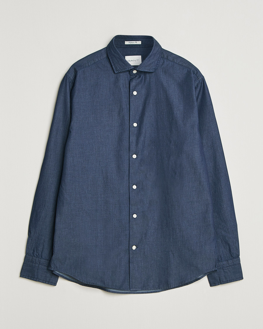 Hombres | Camisas | Gant | Regular Fit Indigo Twill Shirt Dark Indigo