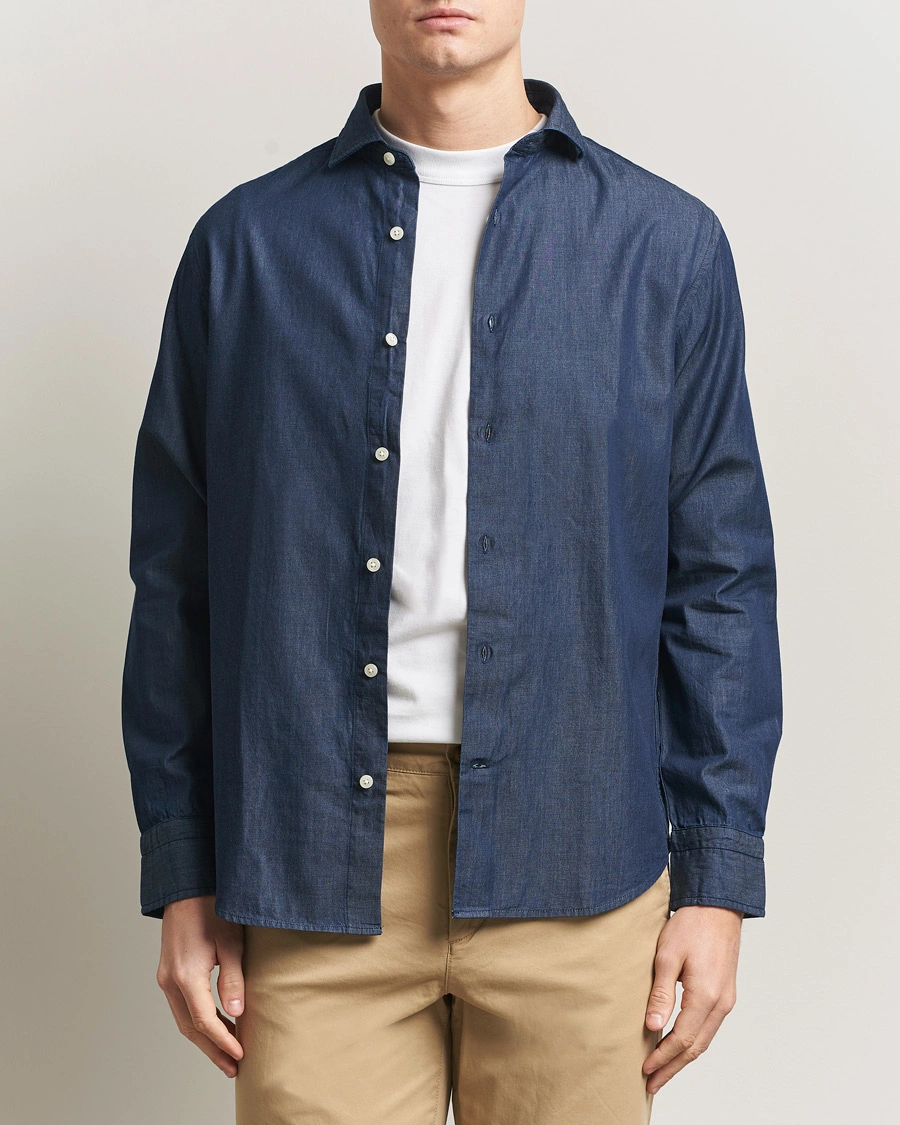Hombres | Camisas | GANT | Regular Fit Indigo Twill Shirt Dark Indigo