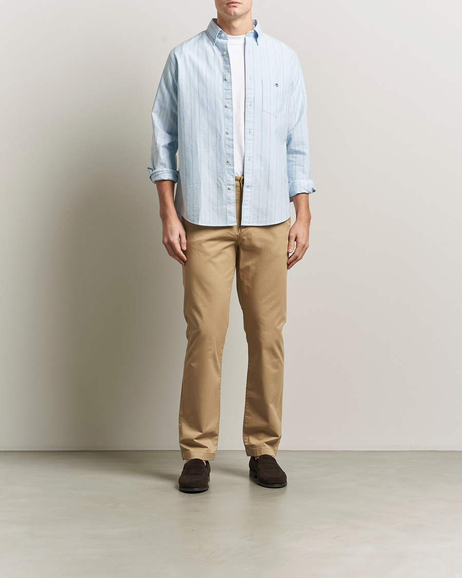 Hombres | Camisas | Gant | Regluar Fit Clsasic Oxford Striped Shirt Sky Blue
