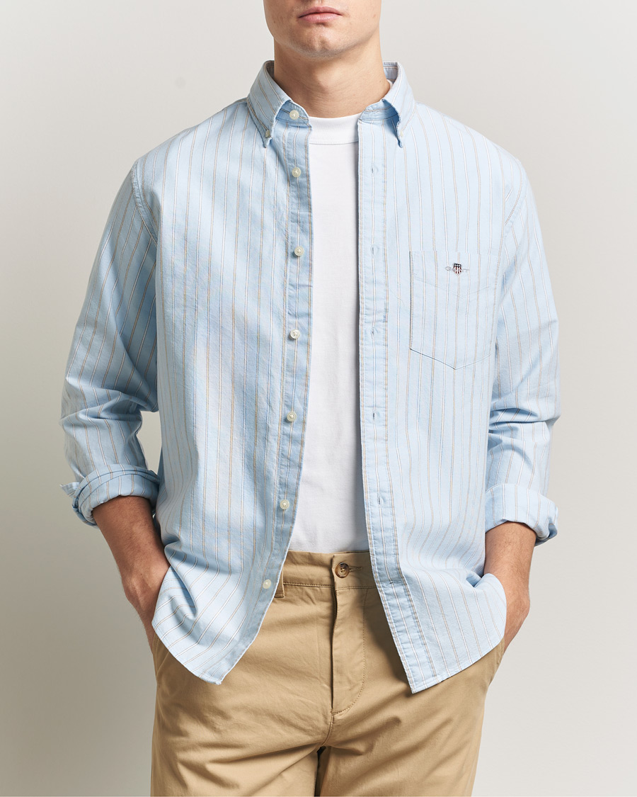 Hombres | Camisas | Gant | Regluar Fit Clsasic Oxford Striped Shirt Sky Blue