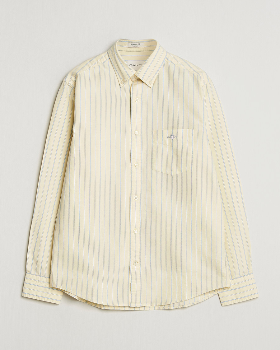 Hombres | Camisas | Gant | Regluar Fit Classic Oxford Striped Shirt Light Mustard Yellow