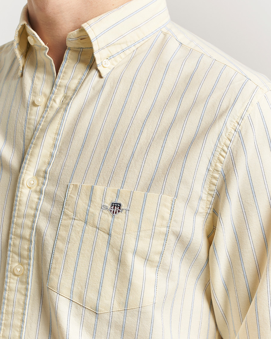 Hombres | Camisas | GANT | Regluar Fit Classic Oxford Striped Shirt Light Mustard Yellow