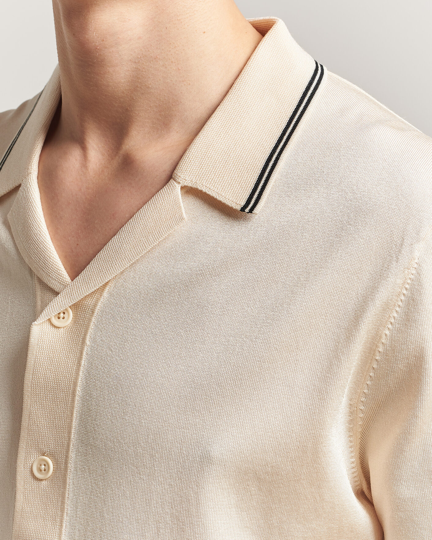 Hombres | Camisas | GANT | Knitted Resort Collar Shirt Creamed White