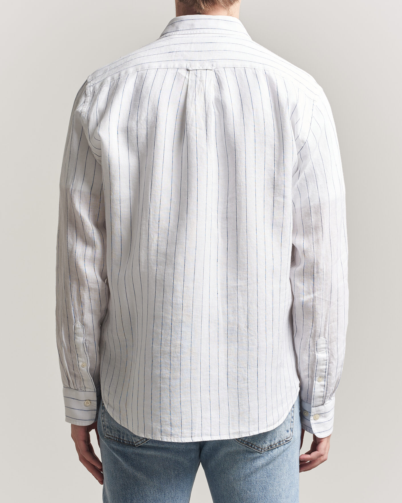 Hombres | Camisas | GANT | Regular Fit Linen Striped Shirt White