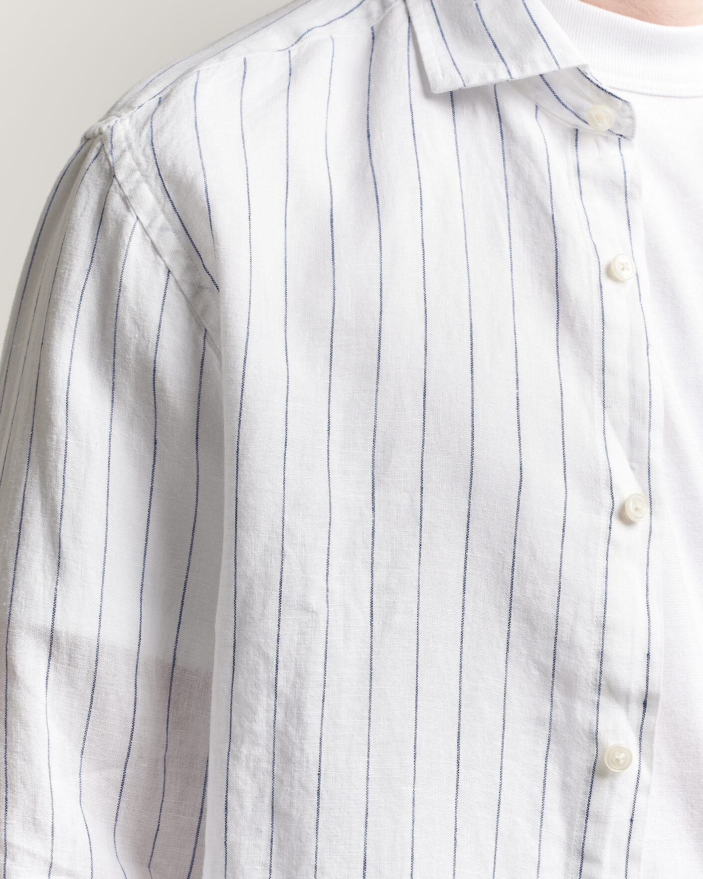 Hombres | Camisas | GANT | Regular Fit Linen Striped Shirt White
