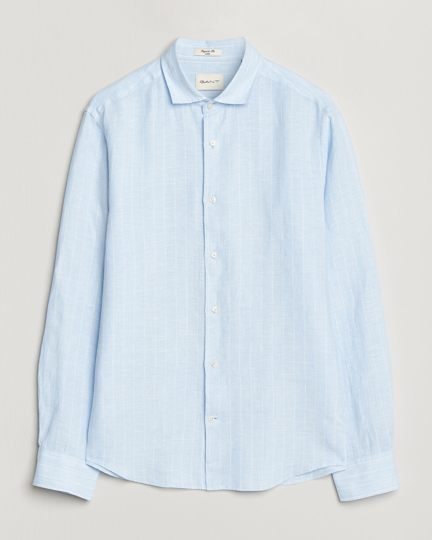 Hombres | Camisas | Gant | Regular Fit Linen Striped Shirt Sky Blue