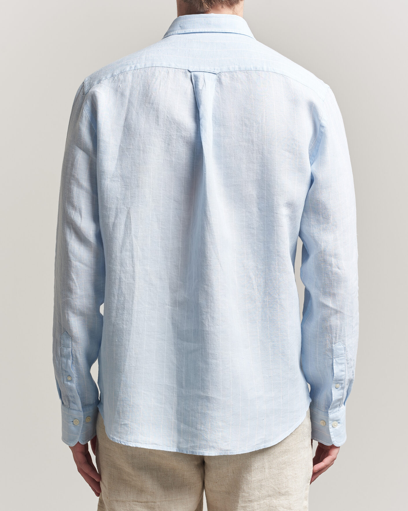 Hombres | Camisas | GANT | Regular Fit Linen Striped Shirt Sky Blue