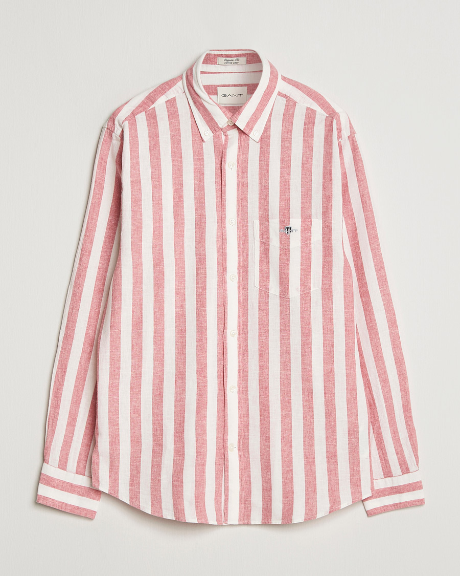 Hombres | Camisas | Gant | Regular Fit Linen/Cotton Striped Shirt Rose Pink