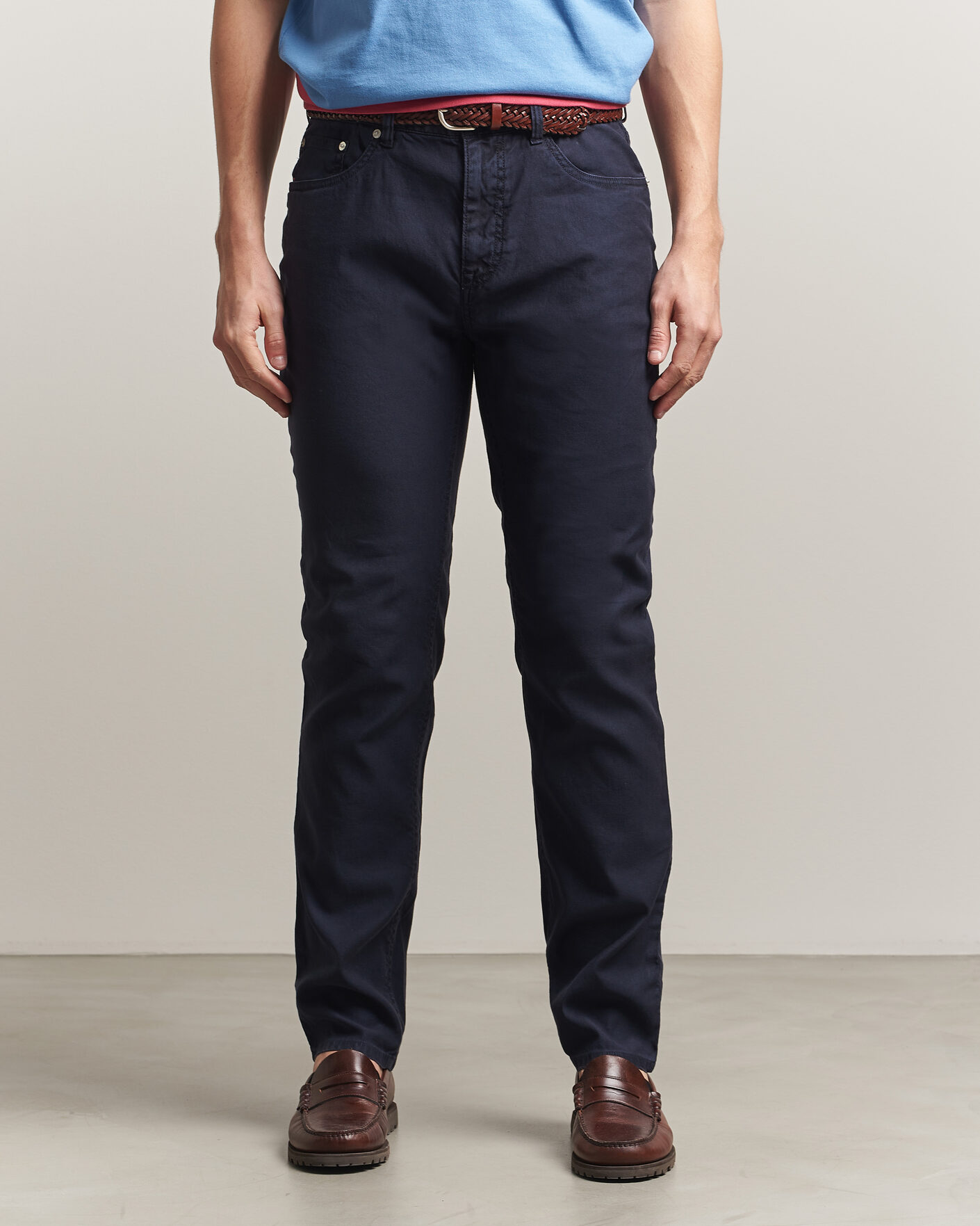 Hombres | Pantalones | Gant | Slim Fit Cotton/Linen 5-Pocket Pants Evening Blue