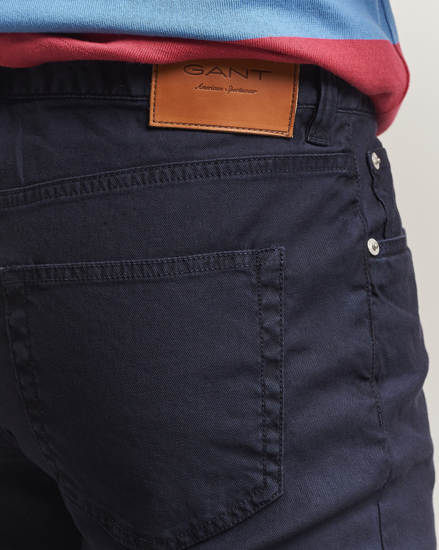 Hombres | Pantalones | Gant | Slim Fit Cotton/Linen 5-Pocket Pants Evening Blue