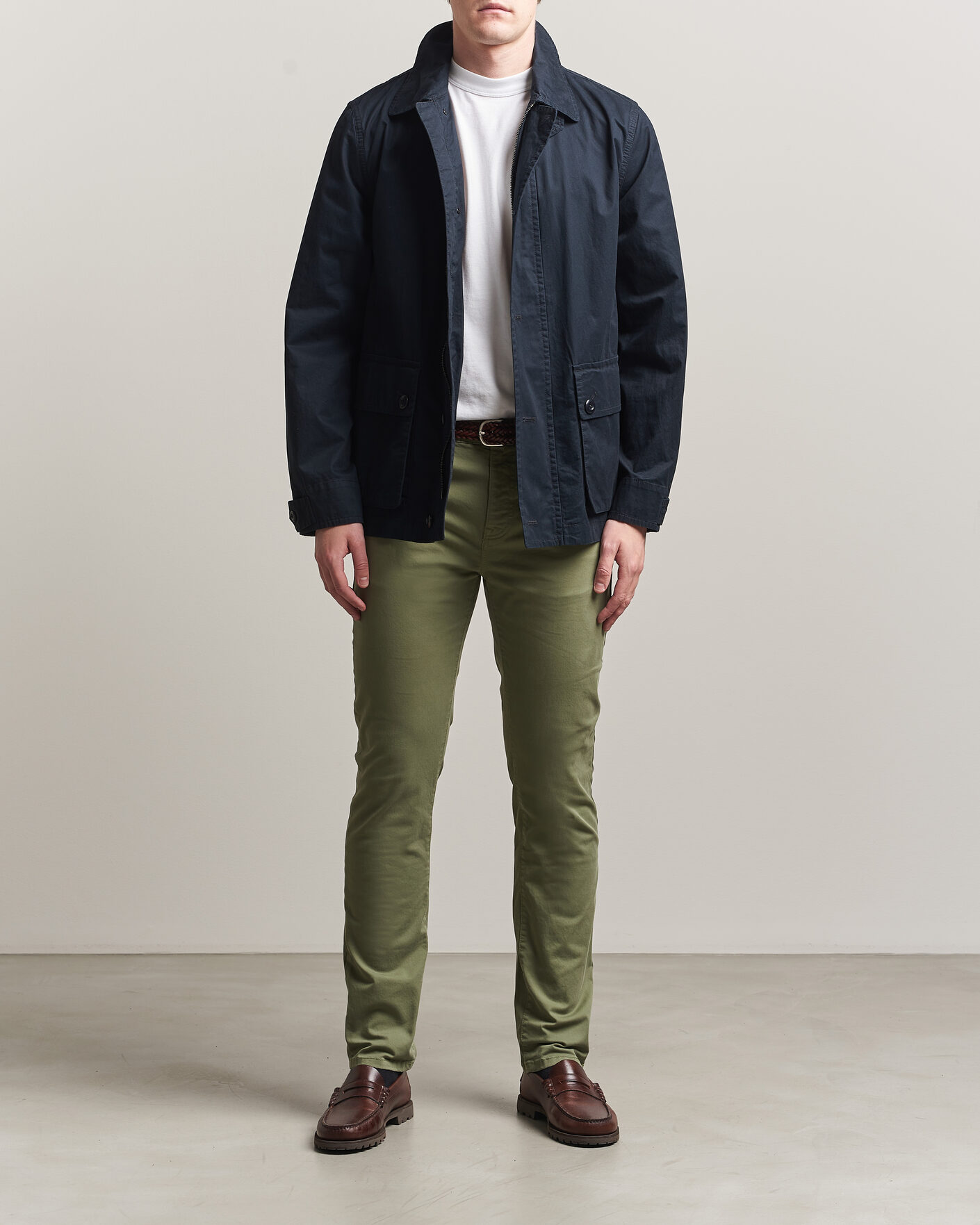Hombres | Pantalones | GANT | Slim Fit Desert 5-Pocket Pants Dry Herb Green