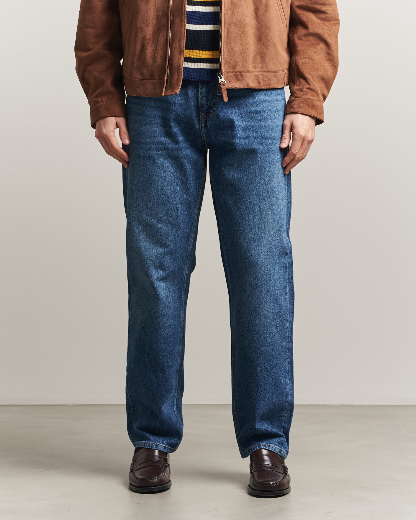 Hombres | Pantalones | Gant | Straight Fit Jeans Mid Blue Worn In