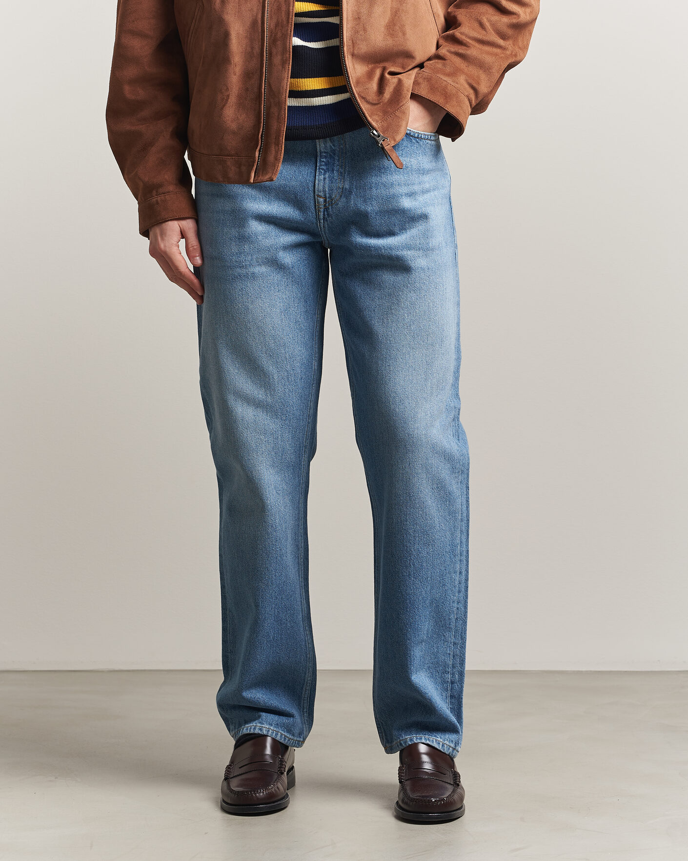 Hombres | Pantalones | Gant | Straight Fit Jeans Semi Light Blue Worn In