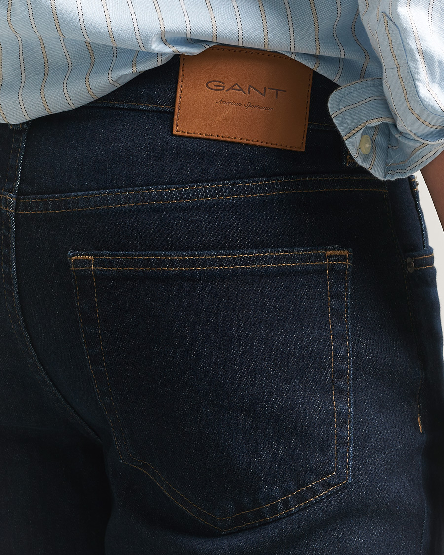 Hombres | Pantalones | Gant | Regular Fit Jeans Dark Blue Broken In