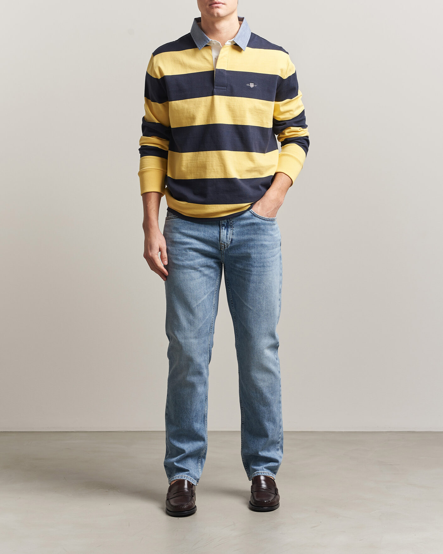 Hombres | Pantalones | Gant | Regular Fit Jeans Semi Light Blue Worn In
