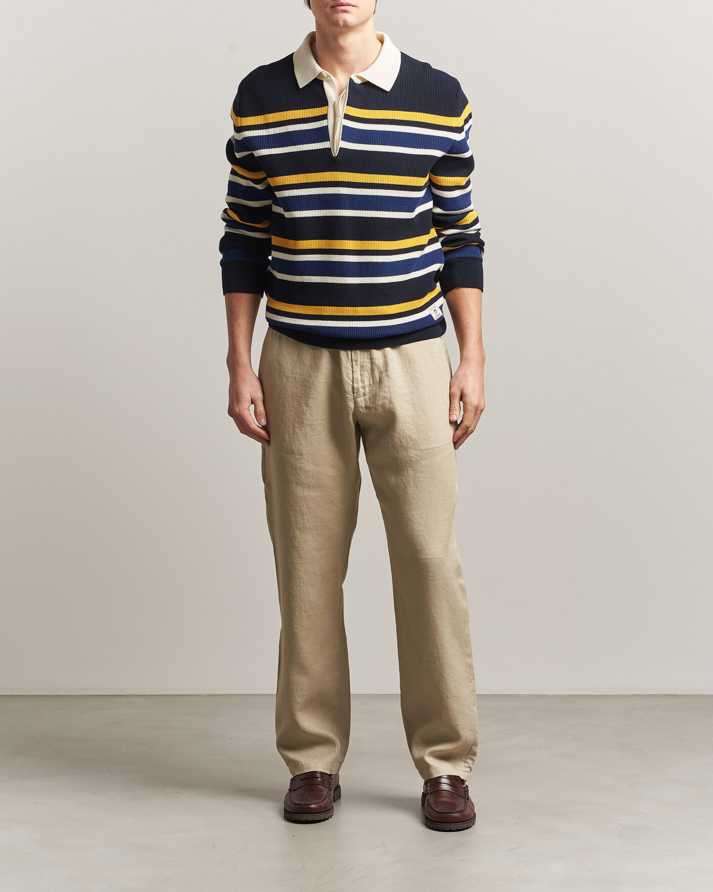 Hombres | Pantalones | GANT | Regular Fit Linen Drawstring Pants Oat Beige