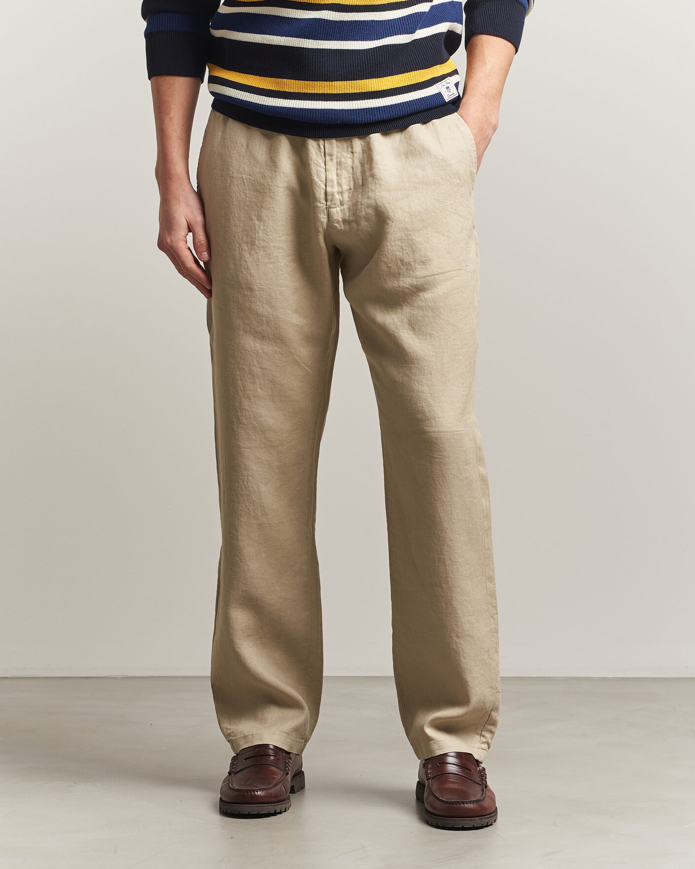 Hombres | Pantalones | Gant | Regular Fit Linen Drawstring Pants Oat Beige