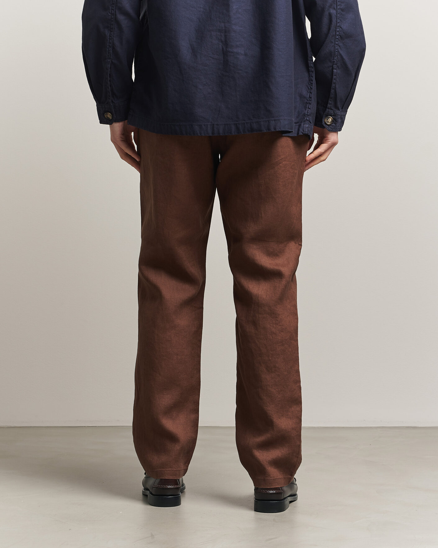 Hombres | Pantalones | Gant | Regular Fit Linen Drawstring Pants Mahogany Brown