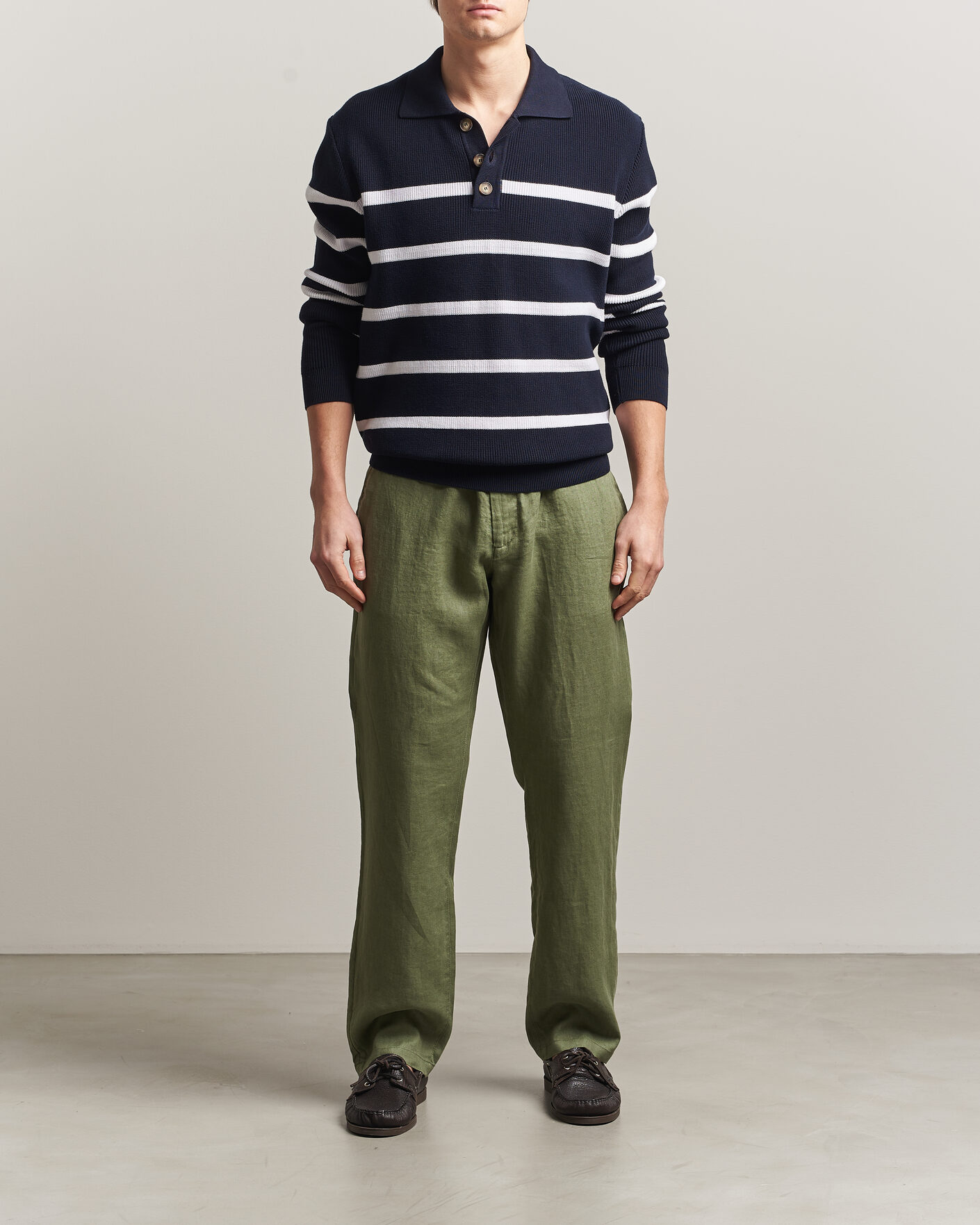 Hombres | Pantalones | Gant | Regular Fit Linen Drawstring Pants Dry Herb Green