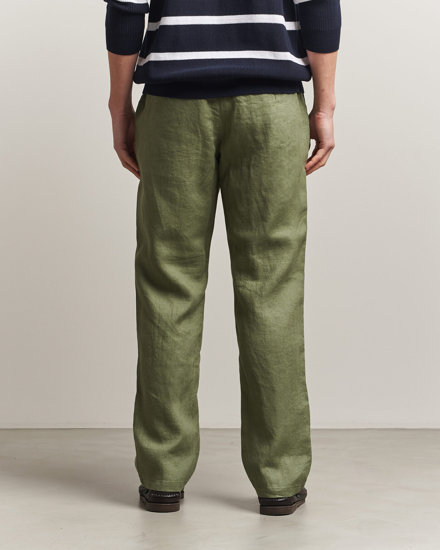 Hombres | Pantalones | Gant | Regular Fit Linen Drawstring Pants Dry Herb Green