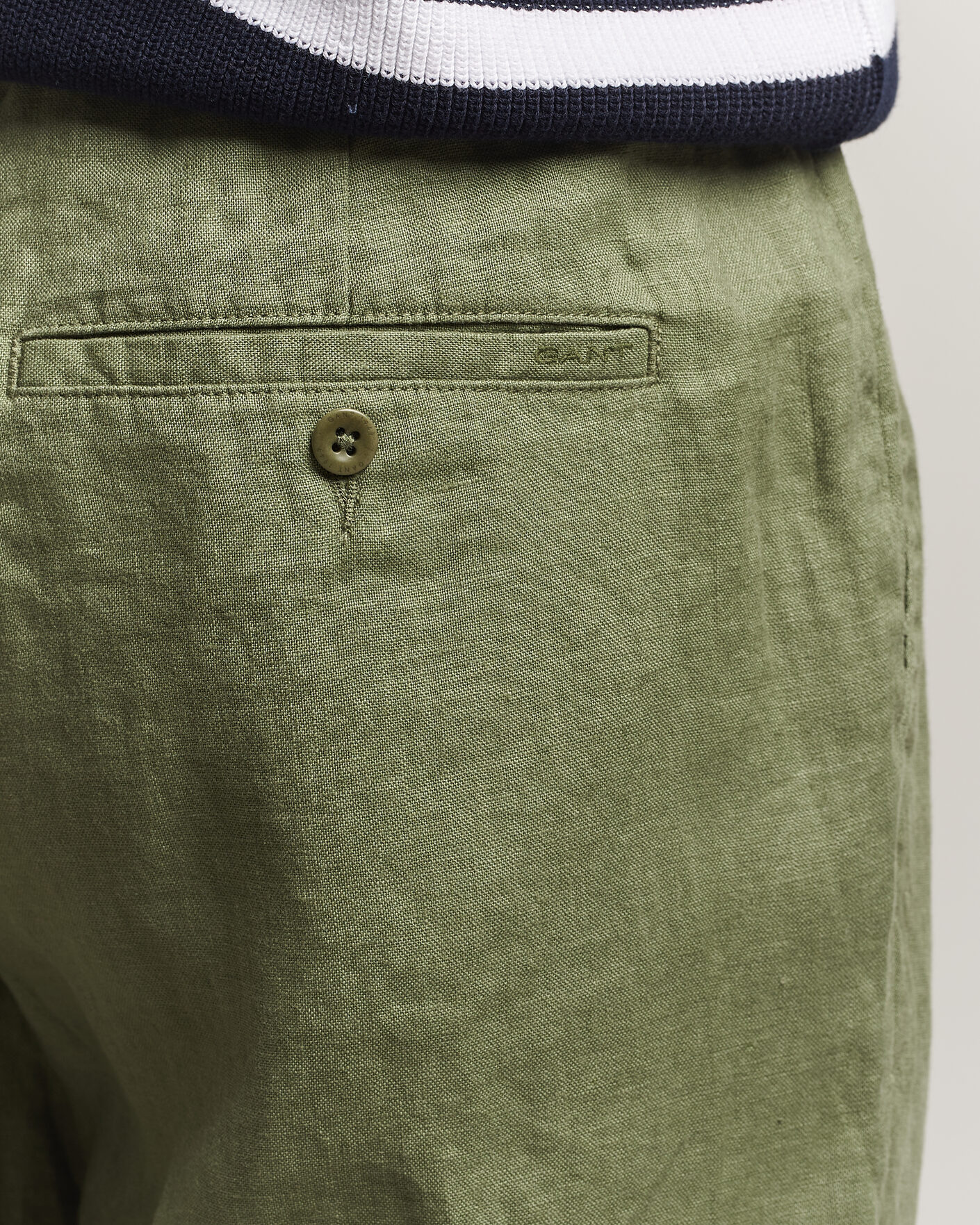 Hombres | Pantalones | GANT | Regular Fit Linen Drawstring Pants Dry Herb Green