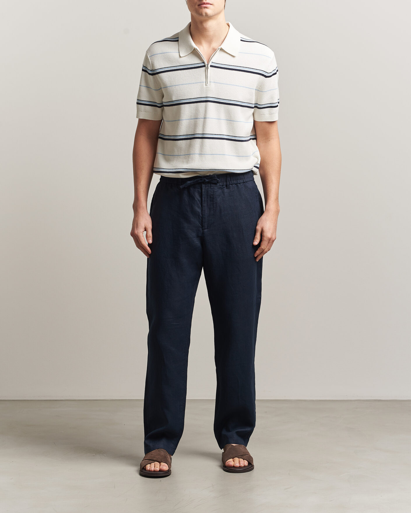 Hombres | Pantalones | Gant | Regular Fit Linen Drawstring Pants Evening Blue