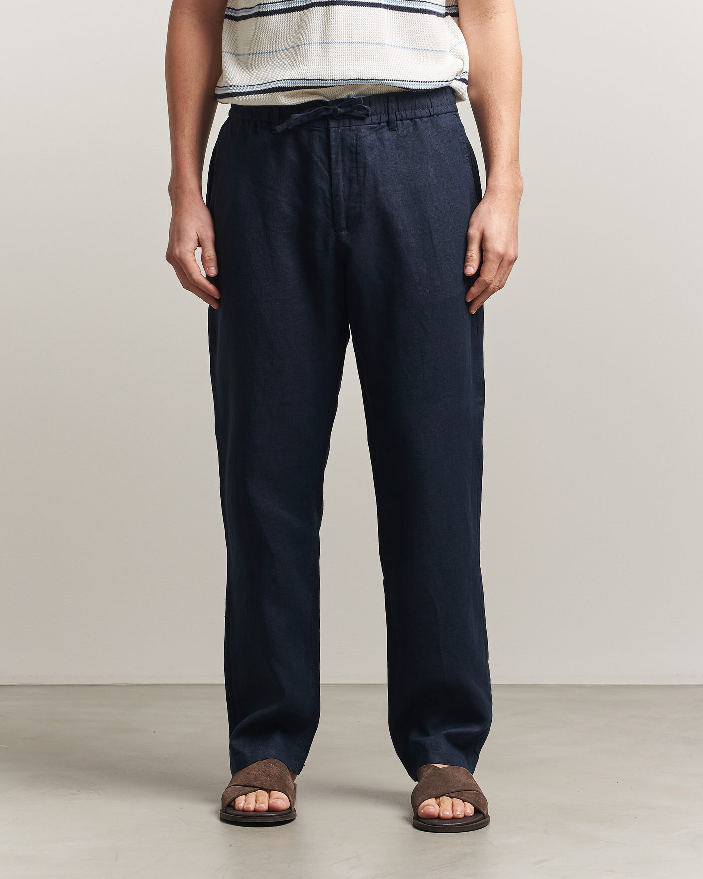 Hombres | Pantalones | GANT | Regular Fit Linen Drawstring Pants Evening Blue
