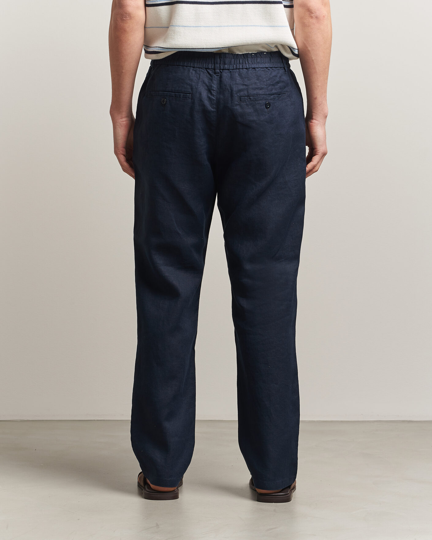Hombres | Pantalones | GANT | Regular Fit Linen Drawstring Pants Evening Blue