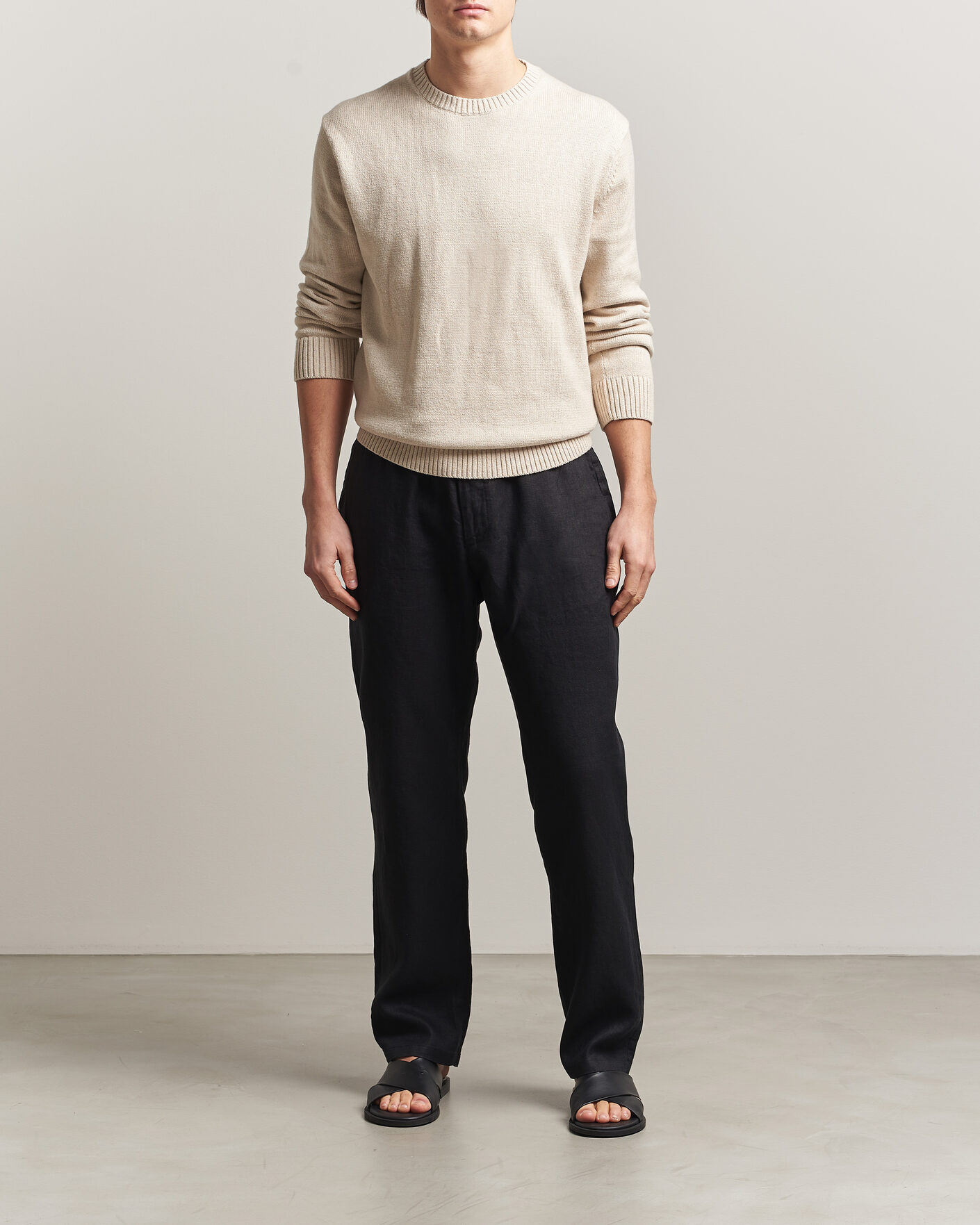 Hombres | Pantalones | GANT | Regular Fit Linen Drawstring Pants Black